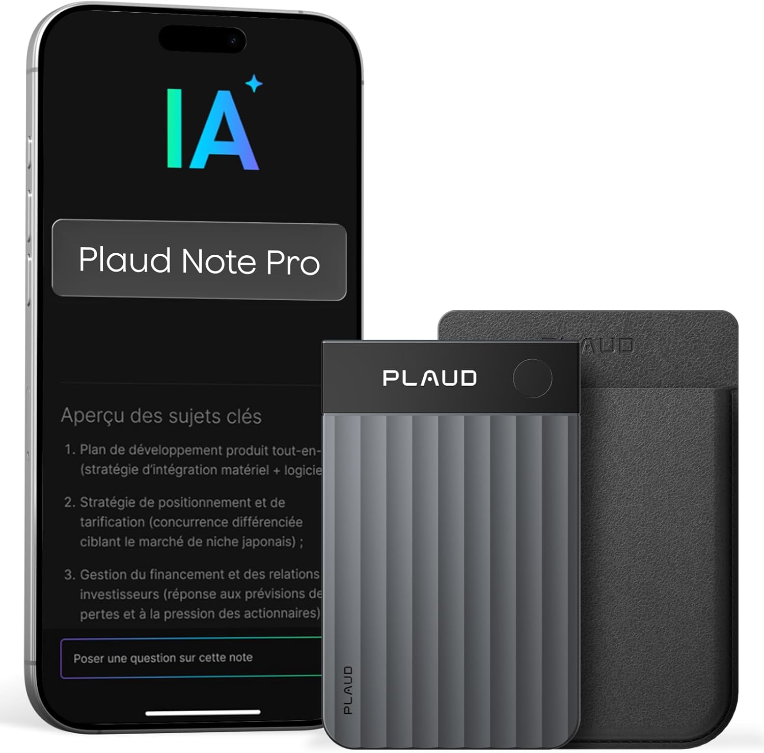 Enregistreur vocal IA Plaud Note Pro - Transcription et résumé