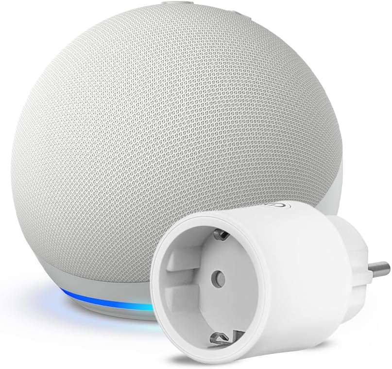 Pack Echo Dot blanc avec 11 prises et 4 ampoules connectées