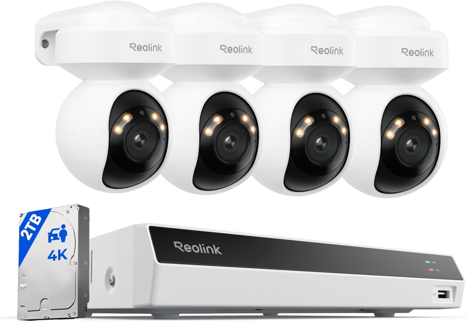 Système Vidéosurveillance Reolink 4K PoE - 4 Caméras PTZ & NVR 2To